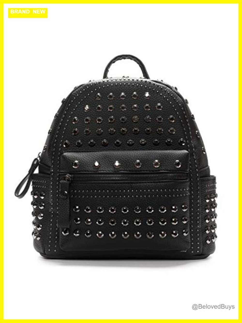 Black Faux Leather Studded Gothic Rhinestone Motorcycle Biker Mall Goth